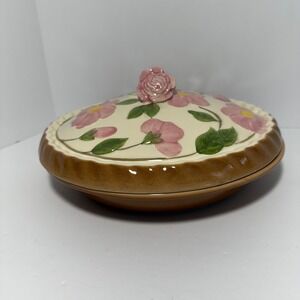 Franciscan Desert Rose Covered Pie Dish Plate Baker w/ Lid Pink Floral Stoneware
